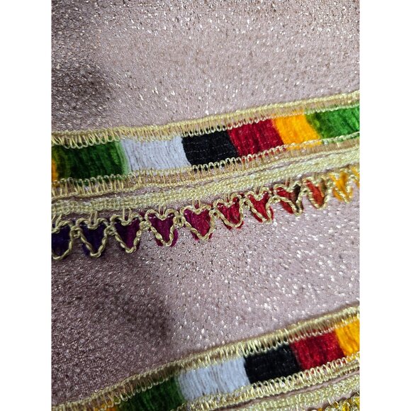 Vintage Handmade Bohemian Pink Glitter Embroidered Dress - Picture 13 of 15